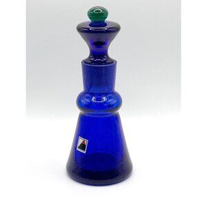 Bohemian‎ Czech Art Deco Glass PERFUME BOTTLE Modernist Modern Art Blue & Green